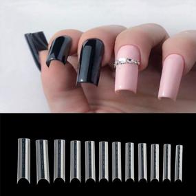 img 4 attached to Get Flawless Nails With NMKL38 Clear Dual Forms Acrylic Nail System - 120 Full Cover False Nail Tips With Scale And 12 Size Manicure Pedicure Tools For Polygel Nail Tips!