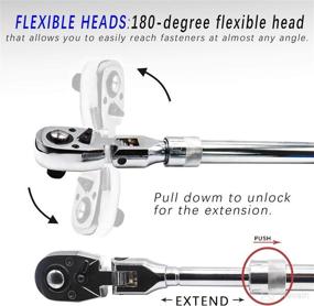 img 3 attached to 🔧 YOTOO 1/2" Drive Extendable Ratchet with 72 Tooth Flex-Head, Quick Release and Locking Mechanism