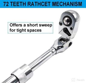 img 1 attached to 🔧 YOTOO 1/2" Drive Extendable Ratchet with 72 Tooth Flex-Head, Quick Release and Locking Mechanism