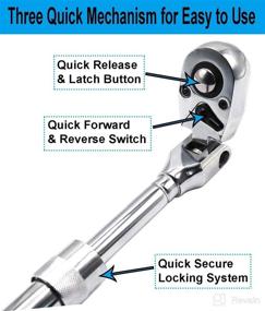 img 2 attached to 🔧 YOTOO 1/2" Drive Extendable Ratchet with 72 Tooth Flex-Head, Quick Release and Locking Mechanism