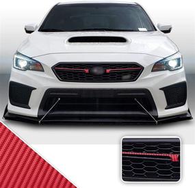 img 4 attached to 🔥 Optix JDM Style Pinstripe Carbon Fiber Red Vinyl Decal Overlays for WRX STi 2018-2020 Front Grille - Engineered for Perfect Fit