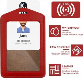 img 2 attached to Extra Thick Vertical Clear PU Leather ID Card Holder With Waterproof Resealable Zip - MJIYA (Red)