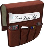 waterproof armrest organizer for sofa & chair with 5 pockets - ideal for phone, books, magazines & tv remote control! logo