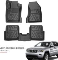 🚙 aosky floor liner floor mat for jeep grand cherokee 2014-2021 - all-weather non-slip rubber mats (1st & 2nd row black) logo