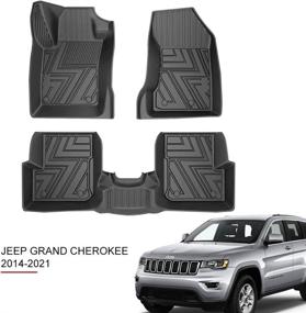 img 4 attached to 🚙 Aosky Floor Liner Floor Mat for Jeep Grand Cherokee 2014-2021 - All-Weather Non-Slip Rubber Mats (1st & 2nd Row Black)