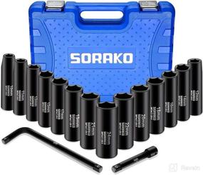 img 4 attached to High-Quality 1/2” Impact Socket Set: SORAKO 16-Piece Metric Deep Socket Set with Extension Bar, L Handle, and Portable Case - 6 Point Cr-V Steel Drive Socket Set - Includes 14 Large Sockets