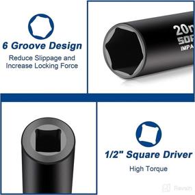 img 2 attached to High-Quality 1/2” Impact Socket Set: SORAKO 16-Piece Metric Deep Socket Set with Extension Bar, L Handle, and Portable Case - 6 Point Cr-V Steel Drive Socket Set - Includes 14 Large Sockets