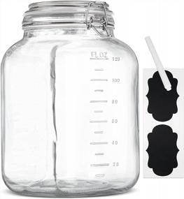 img 4 attached to 4100 ML Square Super Wide-Mouth Glass Jars With Airtight Lids - 2 Measurement Mark Canning Jars For Overnight Oats, Canning And Storage