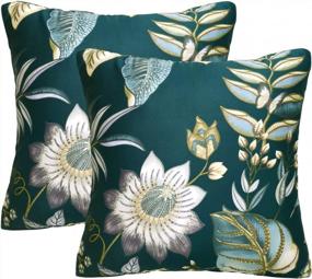 img 4 attached to Luxurious Teal Egyptian Cotton Pillow Covers - Set Of 2 (18" X 18")