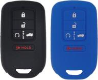 🔑 2 pack lemsa silicone smart key fob cover compatible with honda civic accord pilot cr-v pilot ex ex-l 2019 2018 2017 2016 2015 a2c81642600, black/blue logo