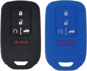 img 4 attached to 🔑 2 Pack LemSa Silicone Smart Key Fob Cover Compatible with Honda Civic Accord Pilot CR-V Pilot EX EX-L 2019 2018 2017 2016 2015 A2C81642600, Black/Blue