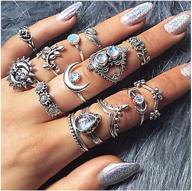 vintage carved crystal gemstone knuckle rings set - ideal stackable finger mid rings for women and girls by edary logo