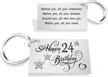 24th birthday gifts for her & him - keychain gift ideas for 24 year old women & men logo