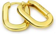small gold oval tube hoop earrings for women - gift set for her logo