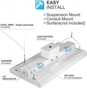 img 1 attached to ETL Listed 150W Lightdot LED High Bay Shop Light, 21500LM 140LM/W [600W HPS Eqv.] 5000K Linear Hanging Warehouse Lighting Fixture - 2FT (Large Area Illumination) 6 Lamp Fluorescent Replacement