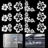 🌺 12-pack hibiscus flower car decals for women - 3.5” waterproof vinyl stickers for auto body hood lights, suv, truck, motorcycle, doors, walls, laptop - silver (set of 3) логотип