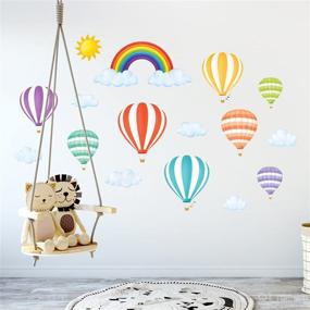 img 2 attached to 🎈 DECOWALL DWT-1801 Rainbow and Hot Air Balloons Nursery Wall Stickers - Peel and Stick Removable Wall Decals for Kids Bedroom, Living Room Décor