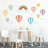 🎈 decowall dwt-1801 rainbow and hot air balloons nursery wall stickers - peel and stick removable wall decals for kids bedroom, living room décor logo