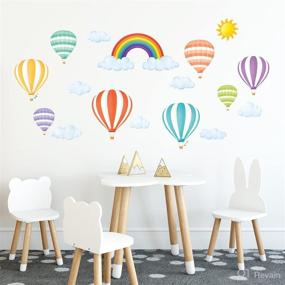 img 4 attached to 🎈 DECOWALL DWT-1801 Rainbow and Hot Air Balloons Nursery Wall Stickers - Peel and Stick Removable Wall Decals for Kids Bedroom, Living Room Décor