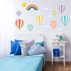 img 3 attached to 🎈 DECOWALL DWT-1801 Rainbow and Hot Air Balloons Nursery Wall Stickers - Peel and Stick Removable Wall Decals for Kids Bedroom, Living Room Décor