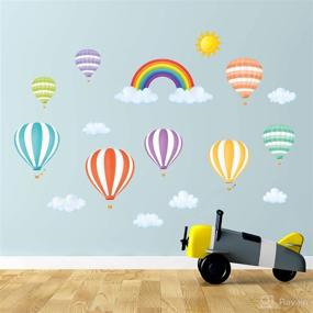 img 1 attached to 🎈 DECOWALL DWT-1801 Rainbow and Hot Air Balloons Nursery Wall Stickers - Peel and Stick Removable Wall Decals for Kids Bedroom, Living Room Décor