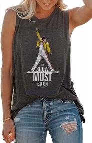 img 1 attached to The Show Must Go On: Vintage Rock Band Tank Top For Women In Grey - Perfect Summer Casual Tee For Rock Lovers!