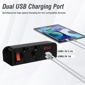 img 1 attached to 🔌 BlueFire Dual USB Socket Charger with Voltmeter: Power Outlet Cigarette Lighter Splitter for Car RV Truck Marine Boat Camper Vehicles