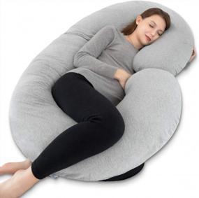 img 4 attached to Grey Jersey Pregnancy Pillow For Sleeping & Maternity Support - INSEN | Relieve Back & Hip Pain During Pregnancy