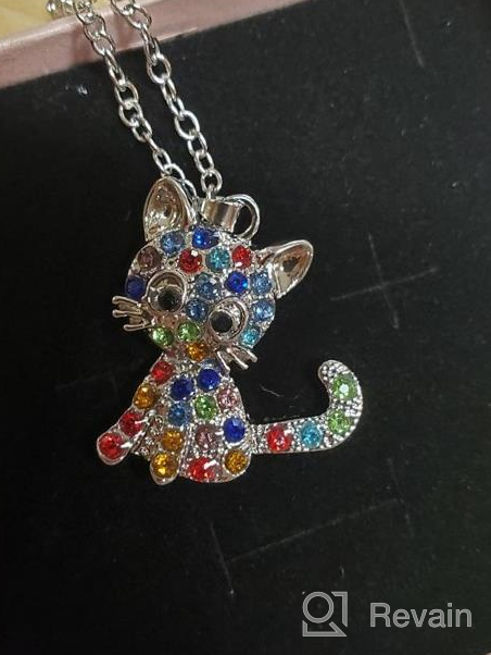 img 1 attached to 🌈 CANIPHA Cat Pendant Necklace: Adorable Rainbow Rhinestone Jewelry for Girls and Women review by Katie Payne