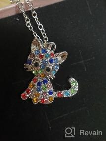 img 5 attached to 🌈 CANIPHA Cat Pendant Necklace: Adorable Rainbow Rhinestone Jewelry for Girls and Women