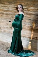 img 1 attached to Maternity Off Shoulder Long Sleeve Fitted Gown Half Circle Maxi Photography Dress For Photo Props OQC Velvet review by Jermaine Batista
