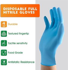 img 3 attached to 🧤 Food-Grade Non-Latex Nitrile Gloves Blue - 4 mil Powder-Free for Household Cleaning, Cooking, and Industrial Use (Pack of 100)
