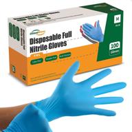 🧤 food-grade non-latex nitrile gloves blue - 4 mil powder-free for household cleaning, cooking, and industrial use (pack of 100) logo