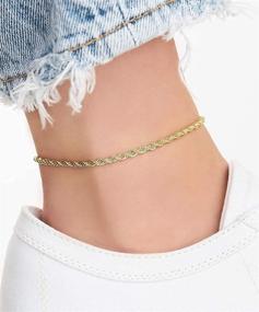 img 2 attached to 💫 Sparkle & Style: Barzel 18K Gold Plated Braided Chain Ankle Bracelet for Women