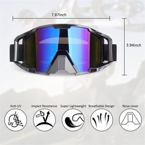 img 3 attached to 🏍️ Off Road Motocross Goggles – Shatterproof, UV Protection, Dustproof ATV Goggles for Motorcycle Riding, Dirt Bike, UTV & Outdoor Sports Activities – Black Frame + Color Lens