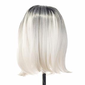 img 1 attached to Grey Ombre Straight Bob Wig For Women & Kids - Perfect For Cosplay, Daily Wear & Parties!