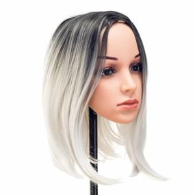 img 2 attached to Grey Ombre Straight Bob Wig For Women & Kids - Perfect For Cosplay, Daily Wear & Parties!