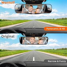 img 3 attached to Wontolf Universal Car Rearview Mirror - Panoramic Convex, 11.81X3.1 Inches, Interior Clip-On, Wide-Angle, No Blind Spot, For SUVs, Trucks, Boats, And Cars