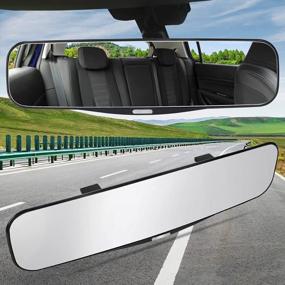 img 4 attached to Wontolf Universal Car Rearview Mirror - Panoramic Convex, 11.81X3.1 Inches, Interior Clip-On, Wide-Angle, No Blind Spot, For SUVs, Trucks, Boats, And Cars