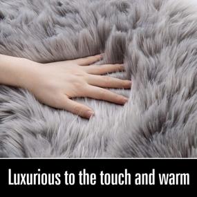 img 3 attached to LOCHAS Ultra Soft Fluffy Rugs Faux Fur Sheepskin Area Rug For Bedroom Bedside Living Room Carpet Nursery Washable Floor Carpets, 2X3 Feet Gray