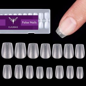 img 4 attached to Ejiubas Extra-Short Coffin Nails: 300Pcs Full-Cover Gel Tips For Natural-Looking Nail Extensions And Valentine'S Day Gifts