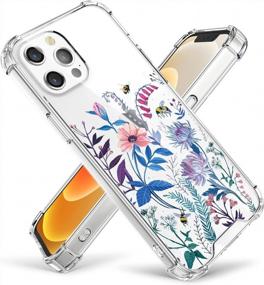 img 4 attached to Cutebe Clear Case For IPhone 12 Pro Max - Shockproof Hard PC+TPU Bumper Protective Cover With Blue Floral Design For Women And Girls - Fits 6.7 Inch 2020 Released Model