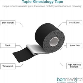 img 2 attached to Bonmedico Tapio Kinesiology Tape In Black For Injury Rehab, 6 Rolls Of Kinesiology Tape 2'' X 6Ft For Sports, Leisure, Physiotherapy & Medicine, Elastic Premium Kinesio Tape, Skin-Friendly Sports Tape