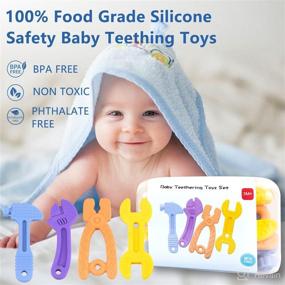 img 3 attached to 👶 Chew Toys for Teething Babies 0-6 Months, Teething Toys for Babies 6-12 Months, Teethers for Babies 12-18 Months, Silicone Baby Teething Toys, Tool-inspired Chew Toys for Baby Boys