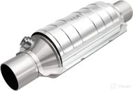 🚀 magnaflow universal catalytic converter hm grade federal/epa compliant 99306hm - stainless steel 2.5in inlet/outlet diameter, 15in overall length, post converter o2 sensor - hm replacement: high-performance emissions control solution logo