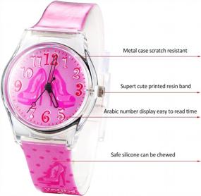 img 2 attached to ELEOPTION Girls Teens Analog Quartz Silicone Wrist Watch Waterproof Causal Resin Band Students Gift (High Heels- Pink)