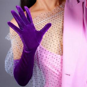 img 1 attached to 24-Inch Touchscreen Velvet Opera Gloves For Women - Stretchable And Elegant Evening Wear
