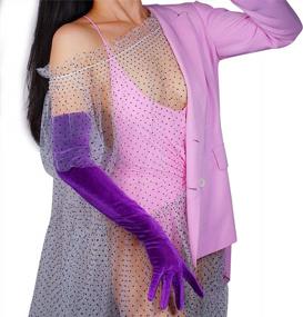 img 3 attached to 24-Inch Touchscreen Velvet Opera Gloves For Women - Stretchable And Elegant Evening Wear
