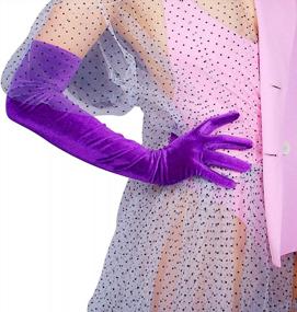 img 4 attached to 24-Inch Touchscreen Velvet Opera Gloves For Women - Stretchable And Elegant Evening Wear