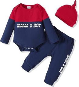 img 4 attached to Newborn Baby Boy Clothes Outfit Letter Print Romper Pants Clothing Set - Infant Boys